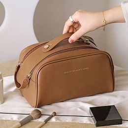 Storage Bags Large Leather Travel Portable Cosmetic Bag Women Organizer High-capacity Makeup Pouch For Female Box