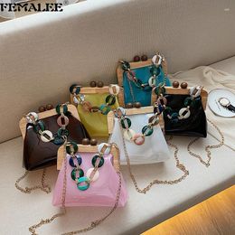 Shoulder Bags Fashion Lady Jelly Handbags Acrylic Chain Bead Transparent Crossbody Bolsa 2024 Luxury Clear Grip Phone Coin Purses