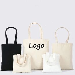 100pcs Eco-friendly High Reusable Natural Color Canvas Cotton Tote Bag with Custom Printed 240504