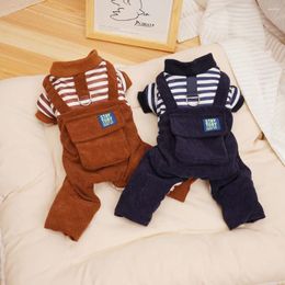 Dog Apparel Pet Jumpsuit Winter Autmn Fashion Stripe Sweater Small Cute Desinger Clothes Cat Warm Pajamas Puppy Harness Poodle Chihuahua