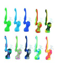 48 Inch Silicone Smoke Pipes Sherlock Shape Portable Folding Water Hookah Pipe Bong With Cap Bowl Herb Cigarette Holder8322601