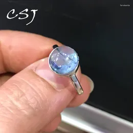 Cluster Rings Natural Aquamarine Ring Sterling 925 Silver Beryl Gemstone 8mm Fine Jewellery Women Lady Wedding Engagment Party Gift Box