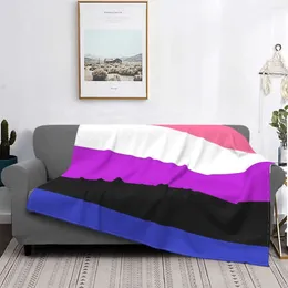 Blankets Genderfluid Pride Flag Blanket Flannel Bedspread Sheet Cheque Sofa Hooded Quilt And