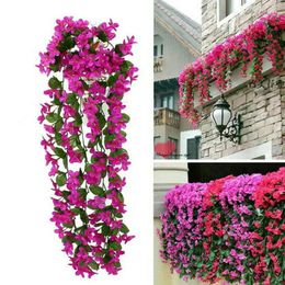 Decorative Flowers Artificial Plants Wall Hanging Faux Leaf Vines Garden Decorations Simulated Violet Flower With Petals Of