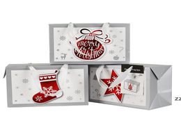 Gift Wrap Portable Christmas Bag Snowflake Xmas White Card Paper Heat Shrinkable Film Beautiful Firm Sock Tree Balloon sea shippin8604044
