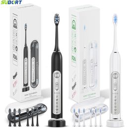 SUBORT Super Sonic Electric Toothbrushes for Adults Kid Smart Timer Whitening Toothbrush IPX7 Waterproof Replaceable Heads Set 240511