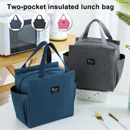 Storage Bags Portable High Capacity Double Pocket Insulated Lunch Bag Bento Box Foldable With Handle Waterproof Picnic Food