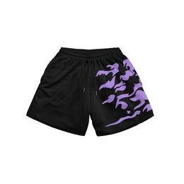 Anime Summer GYM Shorts Men Fashion Mesh Breathable Male Casual Shorts Comfortable Fitness Mens Bodybuilding Running Shorts 240514