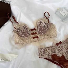 Bras Sets French sexy lace lingerie suitable for womens anti sagging series soft steel rings ultra-thin bra sets XW
