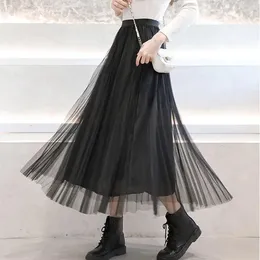 Skirts Y2k Korean Style Fashion Harajuku Long Skirt Spring Autumn A Line Dummer Vintage Black High Waist Midi Maxi Tulle