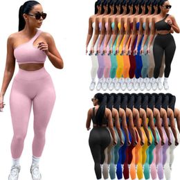 Designer Leggings Set Women Tracksuits Yoga Outfits 2 Piece Set Sweat Suits New Vest And Pants Sport Suit