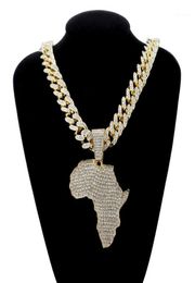 Fashion Crystal Africa Map Pendant Necklace For Women Men039s Hip Hop Accessories Jewellery Necklace Choker Cuban Link Chain Gift6540163