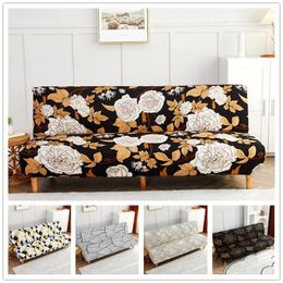 Chair Covers 2024 Trend Floral Elastic Folding Sofa Cover Without Armrest For Living Room All-inclusive Spandex Bed Slipcover