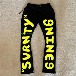 Black Casual Pants Men and Women Ins Letters Printed Cotton Y2k Hundred Sports Street Style Loose Comfortable 240508