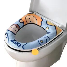 Pillow Toilet Seat Warmer Cover Washable Bathroom Thicker Pads With Waterproof Zipper & Handle Cartoon