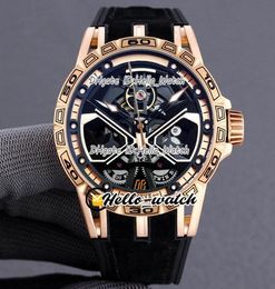 New Excalibur Spider RDDBEX0750 Tourbillon Automatic Mens Watch Skeleton Dial Titanium Rose Gold Case Rubber Strap Watches HWRD He9354853