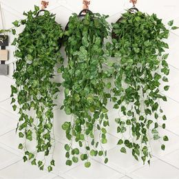 Decorative Flowers 90CM Artificial Plants Vine Creeper Green Wall Hanging Rattan DIY Wedding Party Home Garden Decoration Fake Plant Leaves