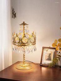 Table Lamps Vintage Crystal Lamp Led Lights For Room Luxury Crown Design Bedroom Decoration Home Appliance