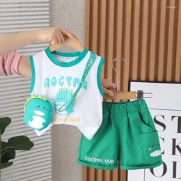 Clothing Sets Baby Boy 2 Piece Set Toddler Outfits 2024 Summer Casual Cartoon Printed Sleeveless Vest And Shorts Kids Boys Infant Clothes