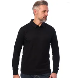 Men's Polos Merino Wool Polo Shirts For Men 87% Base Layer Mens Breathable Anti-Odor Thermal Long Sleeve Shirt 280G
