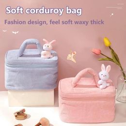Storage Bags Cosmetic Bag Toiletries Handbag Fashion Accessories High Capacity Portable Dust-proof Corduroy Cartoon Plush