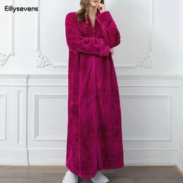 Home Clothing Women Winter Plus Size Long Warm Flannel Dressing Gown Pregnant Zipper Bathrobe Lovers Cosy Men Night Sleepwear