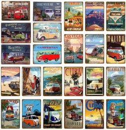 Travel City Hawaii Cuba India Beach Metal Plate Bus Car Campervan Vintage Tin Signs Pub Bar Garage Home Decoration Metal Poster2611125196