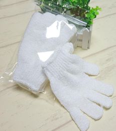 Brushes Sponges Scrubbers 50pcs White Nylon Body Cleaning Shower Gloves Exfoliating Bath Five Fingers Glove2215523