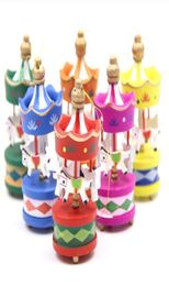 Wood Carousel Horse Ornaments Wood Craft Christmas Ornaments Mini Beautiful Wooden Xmas Children Gift Toys New Year Christmas Gift2404141