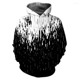 Men's Hoodies Geometric Vertigo 3d Print Hoodie Men Black White Casual Street Sweatshirt Fashion Personality Graffiti Inkjet Pullover