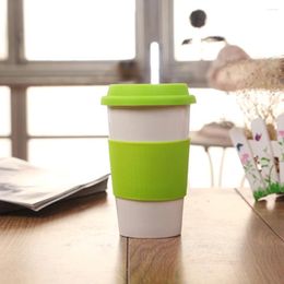 Cups Saucers 1PC 301-400ML Porcelain Drinking Mug Ceramic Pint Cup Vacuum Travel Coffee With Silicone Sleeve (Random Color)