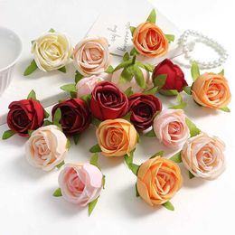 3PCS Decorative Flowers Wreaths 5/10Pcs Rose Artificial Flowers Heads 4Cm Fake Flowers for Home Decoration Diy Wedding Party Christmas Cake Gifts Accessories