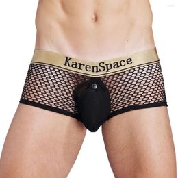 Underpants Sexy Mesh Boxer Men Underwear See Through Transparent Fishnet Male Low Waist Nightwear Shorts