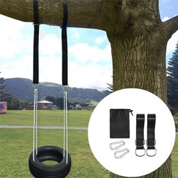 Camp Furniture One Pair Tree Swing Hanging Kit Hammock Straps Rope Carabiner 350 KG Load Capacity OutDoor Camping Hiking Belt