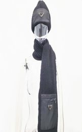 Wool Scarf Beanie Suit Designer Scarves Hat Pocket Design for Man Women Shawl Long Neck 2 Colour Top Quality2406248