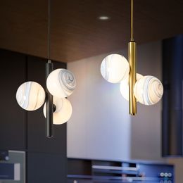 Nordic Pendant Light Glass Ball Planet Gold Art Creative Hanging Lighting Living Modern Restaurant Bar Bedroom Bedside Deco Lamp