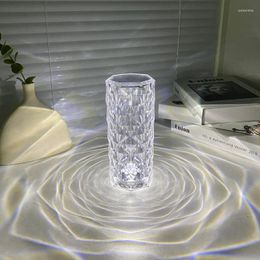 Vases Large Size 3/16 Colors Touchable Control Rose Crystal Lamp Bedside Light Bedroom Decoration LED Romantic Diamond Atmosphere