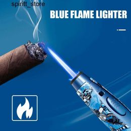 Lighters JOBON Windproof Blue Flame Inflatable Light with Safe Locking and Fireproof Design Adjustable Flame Size 360 Reversible Ignition S24513