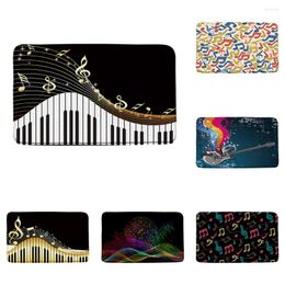 Bath Mats Black White Piano Keys Mat Bathroom Decor Music Notes Guitar Front Doormat Outdoor Indoor Entrance Kitchen Carpet Rugs Home