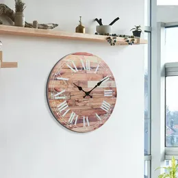 Wall Clocks Brown Analog Round Vintage Battery Operated Clock
