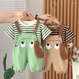 Clothing Sets Summer Kids Boys Toddler Casual Infant Clothes T Shirt Cartoon Bib Short Pants 2Pcs/Ses Children Costume Suit