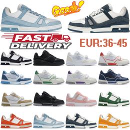 New Designer good quality Flat Sneaker Trainer Emed Casual Shoes Denim Canvas Leather White Green Red Blue Letter Fashion Platform Mens Womens Low Trainers Size 36-45