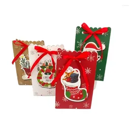 Gift Wrap 12/24Pcs Christmas Santa Claus Bag Cartoon Apple Sweet Favor Candy Packaging With Ribbon Merry Supplies