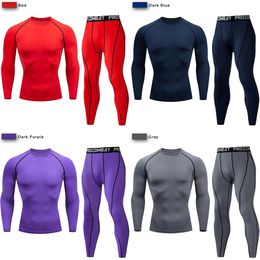 2pcs Mens Compression Sportswear Suit GYM Tight Sports Yoga Sets Workout Jogging MMA Fitness Clothing Tracksuit Pants Sporting 240514