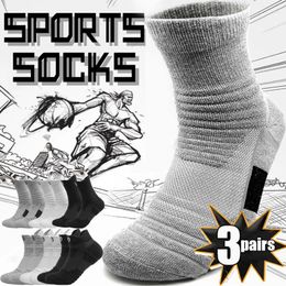 Men's Socks 3Pairs Professional Anti-slip Men Breathable Cotton Tube Long Stockings Basketball Sports Low Cut Boat Ankle