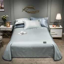 Latest product Solid color embossed ice mattress bedspread suitable for bed sheets and pillowcases 3 luxury bedding items silver gray 240510