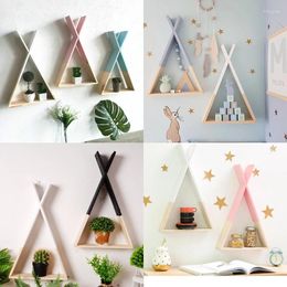 Decorative Plates Nordic X Triangle Wooden Shelf Home Wall For Kids Boy Girls Room Decor Living Storage