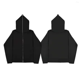 Men's Hoodies Solid Colour Ins HighStreet Y2K Unisex Inner Fleece Hoodies&Sweatshirt Fulll Face Zipper Oversized Women's Streetwear