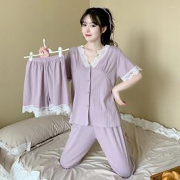 Home Clothing 3 Piece Pyjamas Sets For Women Autumn Sleepwear Pyjamas Nightwear Set Girl Pijama Femme Homewear