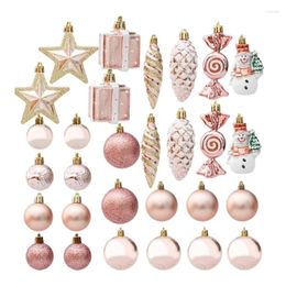 Party Decoration 20/29Pcs Rose Gold Balls Star Pendants Christmas Tree Ornaments Decorations For Holiday Dective Decor 2024 Year Gift